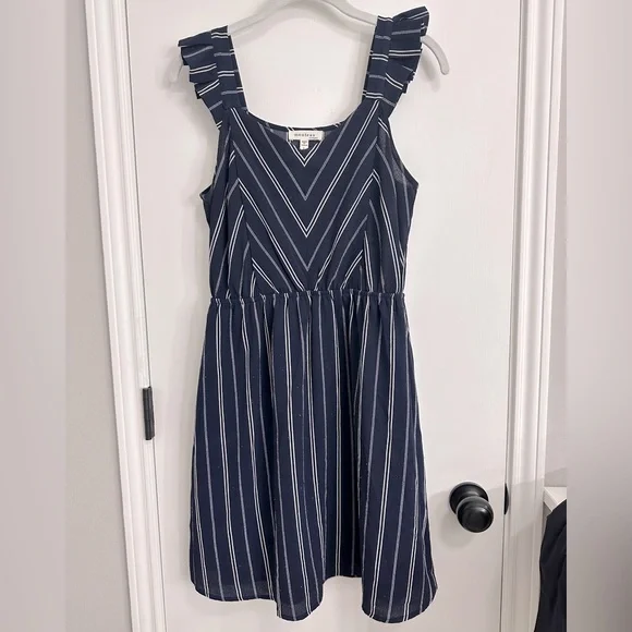 Monteau | Dresses | Navy Blue Pinstripe Dress | Poshmark
